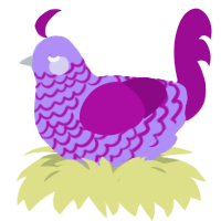 A lilac and plum chicken with a lace pattern