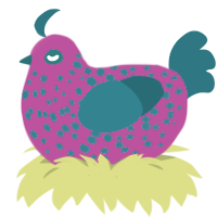 A fuchsia and sea chicken with a speckle pattern