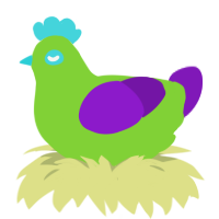 A grass and violet chicken