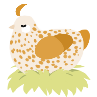 A cream and orange chicken with a speckle pattern