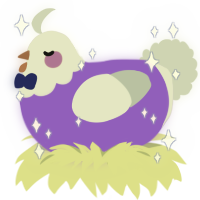 A blurple and silver chicken with a head pattern