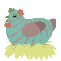 A cerulean and overcast chicken with a bar pattern