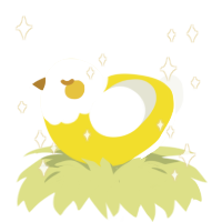 A yellow and white chicken with a head pattern