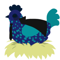 angeleye, a navy and teal chicken with a speckle pattern