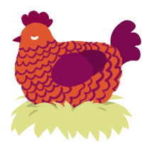 A vermilion and wine chicken with a lace pattern