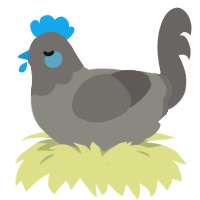 A ash and grey chicken with a head pattern