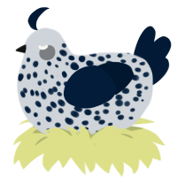 A mist and tumblr chicken with a speckle pattern