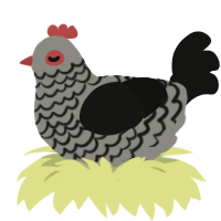 Nightmare Eyes, a ash and black chicken with a lace pattern