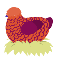 A vermilion and wine chicken with a lace pattern
