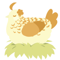 A cream and orange chicken with a half-lace pattern