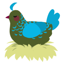 A olive and cerulean chicken with a half-lace pattern