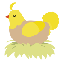 A beige and yellow chicken with a head pattern
