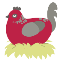 A crimson and ash chicken with a neck-speckle pattern