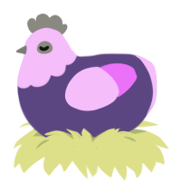 A overcast and lavender chicken with a head pattern