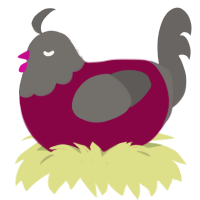 A maroon and grey chicken with a head pattern