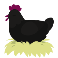 A black and sable chicken with a head pattern