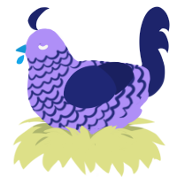A lilac and navy chicken with a lace pattern