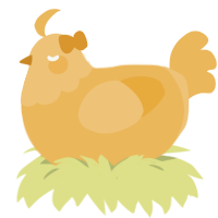 A honey chicken with a head pattern