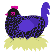 Taphophobia, a sable and indigo chicken with a lace pattern