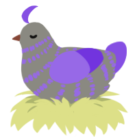 A ash and blurple chicken with a bar pattern