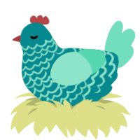 A teal and mint chicken with a lace pattern