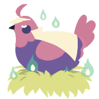 A indigo and plum chicken with a head pattern