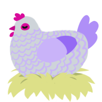 A mist and lilac chicken with a lace pattern