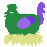 G, a viridian and blurple chicken