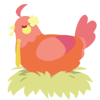 A crimson and amethyst chicken with a head pattern