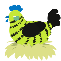 (unnamed), a lime and black chicken with a bar pattern