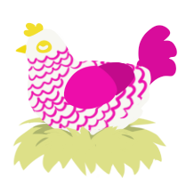 Erm, a white and fuchsia chicken with a lace pattern