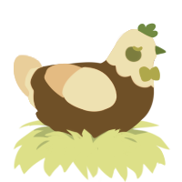 Emerald, a bark and beige chicken with a head pattern