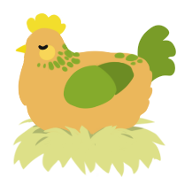 A honey and chartreuse chicken with a neck-speckle pattern