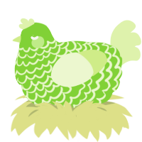 A grass and apple chicken with a lace pattern