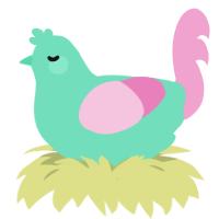 A mint and pink chicken