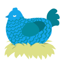 A sky and sea chicken with a lace pattern