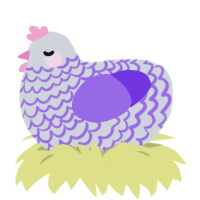 A mist and blurple chicken with a lace pattern