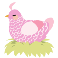 A pink and rose chicken with a lace pattern
