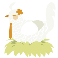 A white chicken with a lace pattern