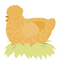 A honey chicken with a speckle pattern