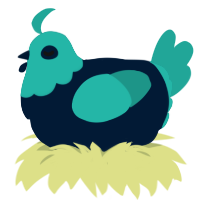 A tumblr and turquoise chicken with a head pattern