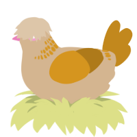 A beige and ochre chicken with a neck-band pattern