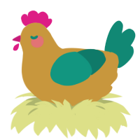 A gold and teal chicken