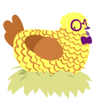 A yellow and brown chicken with a lace pattern