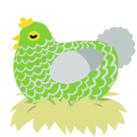 A grass and silver chicken with a lace pattern