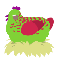 A grass and crimson chicken with a half-lace pattern