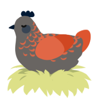 A grey and vermilion chicken with a half-lace pattern
