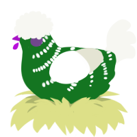 A leaf and white chicken with a half-bar pattern