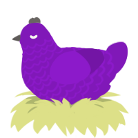 A violet chicken with a lace pattern