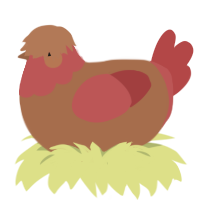 A brown and red chicken with a head pattern